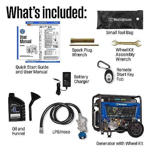 Westinghouse 12500 Watt Dual Fuel Portable Generator, Remote Electric Start A53997