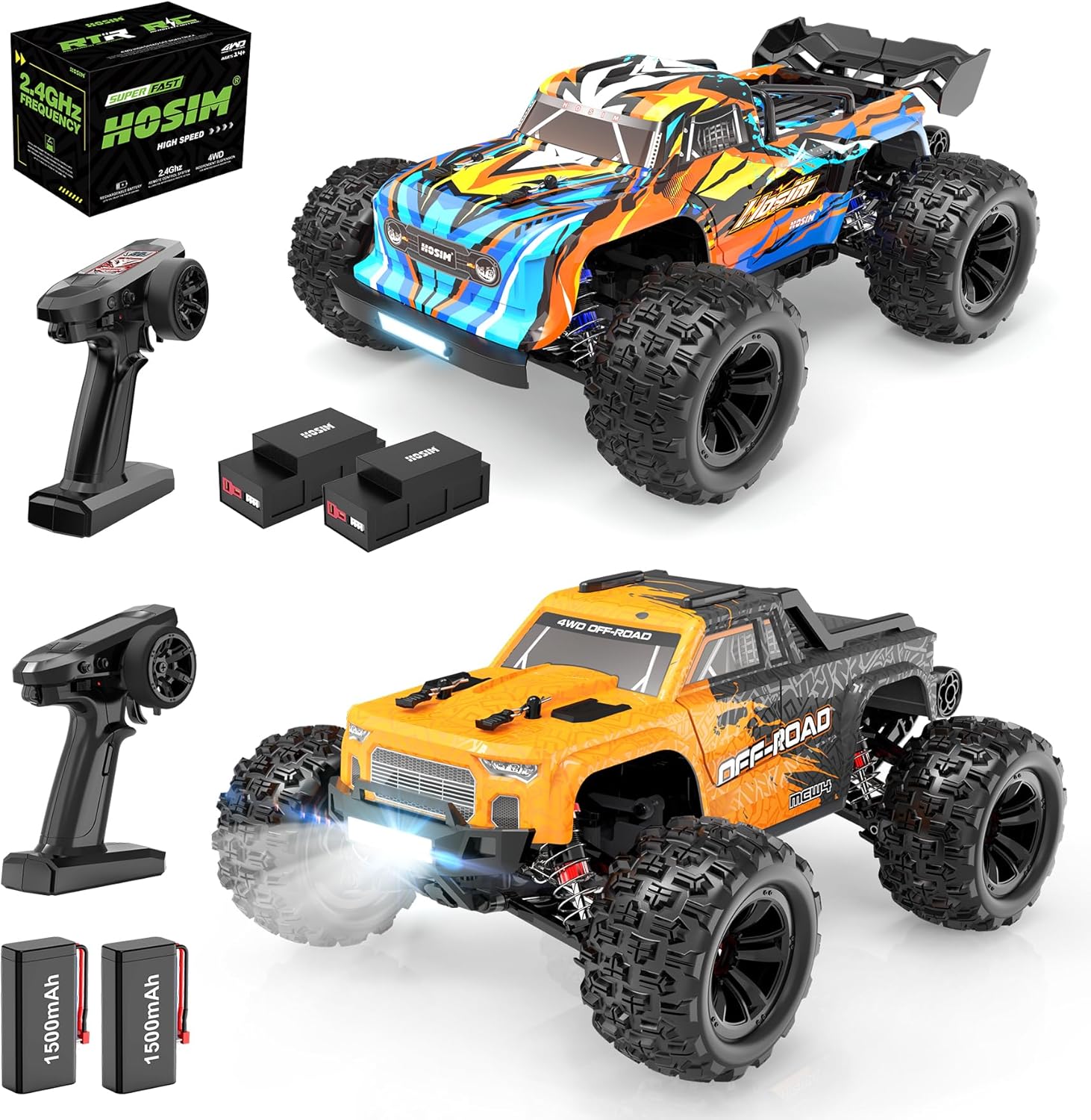 Hosim 1:16 RC Car 36+KMH, 1:16 Brushless RC Car 52+KMH High Speed 4X4 All Terrains Waterproof Off Road Hobby Grade Large Fast Racing Buggy Toy Gift Monster Trucks for Boys Kids
