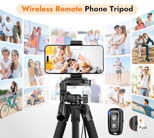 JOILCAN Phone Tripod, 67" Aluminum Camera Tripod Stand with Wireless Remote and Carry Bag A208130