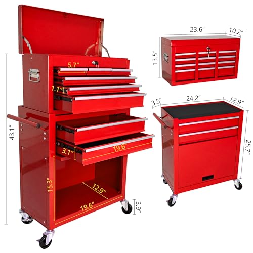 5-Drawer Rolling Tool Chest with Brake Casters, Black E95317