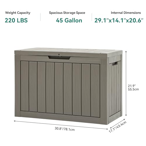 YITAHOME Outdoor Storage Box with Cushion, 120 Gallon, Lockable, Light Brown O374