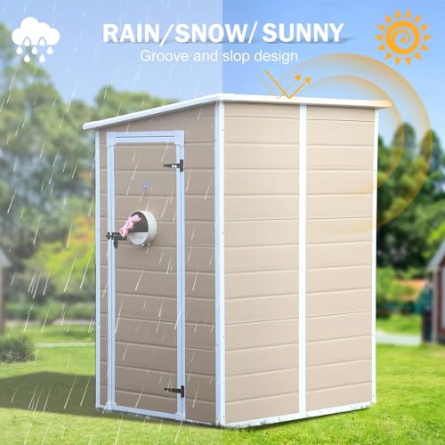CDCASA 6x3 FT Waterproof Resin Outdoor Storage Shed with Floor and Lockable Doors Y56095