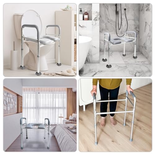 Toilet Seat Risers for Seniors Elongated with Handles and Safety Rails M978