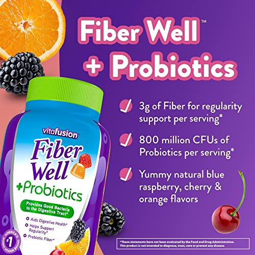Vitafusion Fiber Well + Probiotics Gummies for Adults, 60 Count A9997