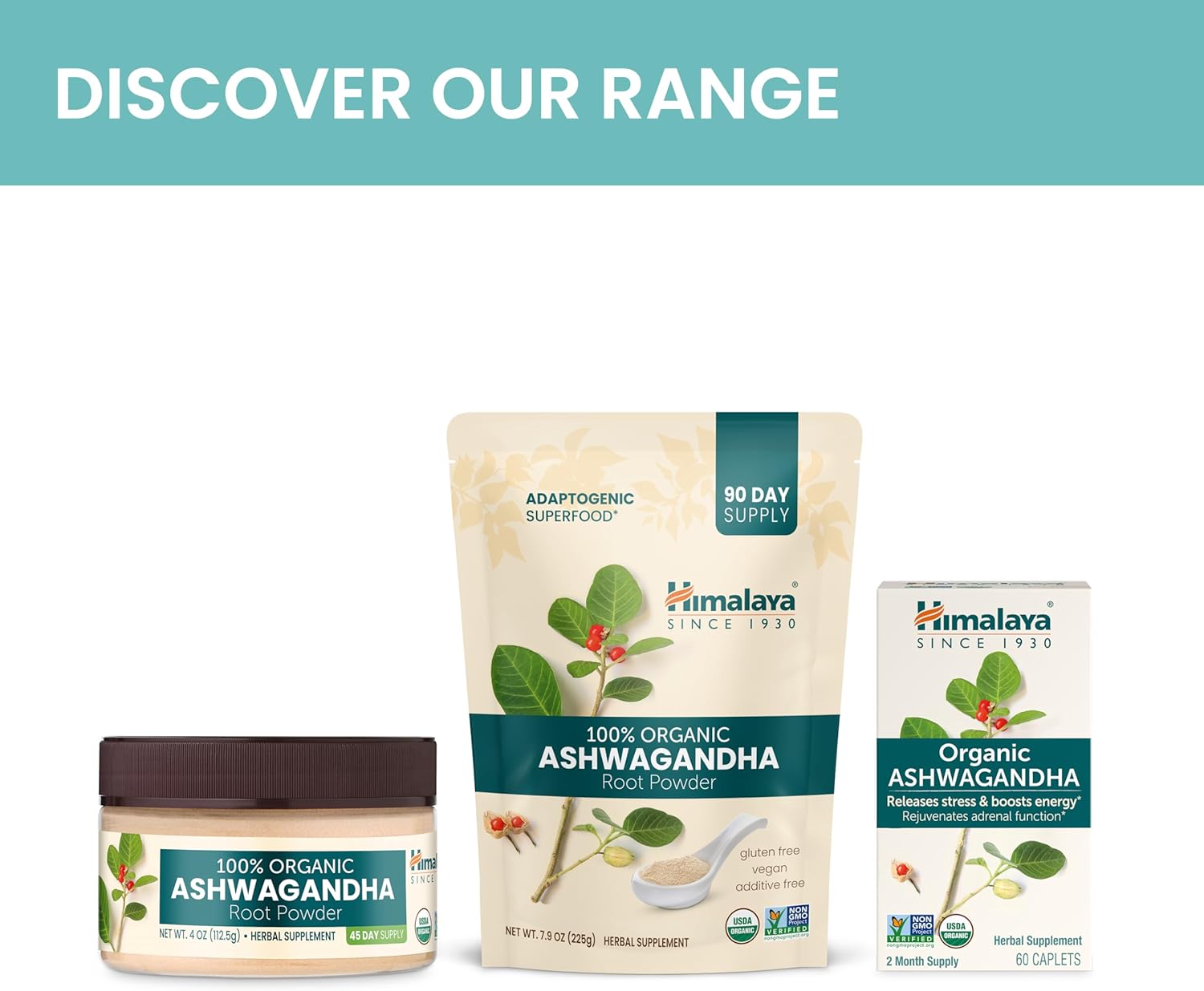Himalaya USDA Organic Ashwagandha Root Powder Supplement, 4 Oz P8030
