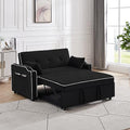 3 in 1 Convertible Sleeper Sofa Chair Bed with Adjustable Backrest USB Ports Cup Holder Side Pocket Pillow Velvet Folding Chaise Lounge for Apartment Living Room Guest Room Small Space Furniture Black