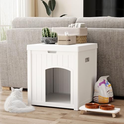 Outdoor Cat House for Winter Waterproof, Weatherproof Resin Plastic, White U5601