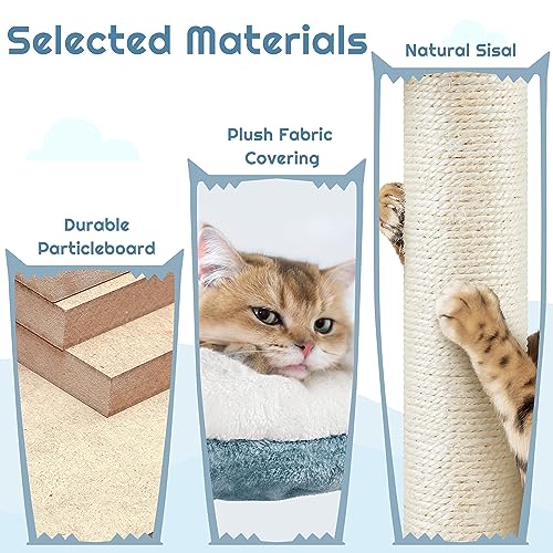 Yaheetech Ocean-Themed Cat Tree Multi-Level Cat Tower with Plush Shark Nest Q128150
