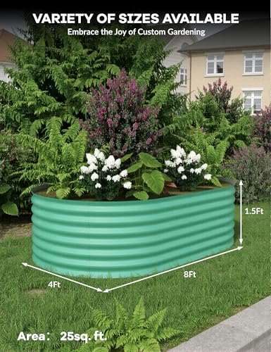 4x2x2Ft Oval Galvanized Steel Raised Garden Bed - Outdoor Metal Planter Box for Vegetables, Flowers, Herbs L43315