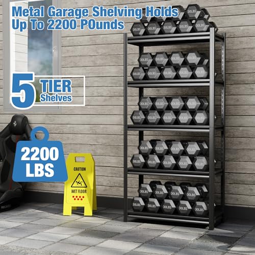 Heavy Duty 3-Tier Adjustable Metal Garage Shelving Unit, Black G3899