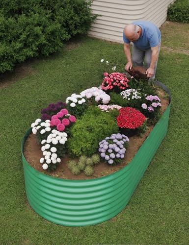 4x2x2Ft Oval Galvanized Steel Raised Garden Bed - Outdoor Metal Planter Box for Vegetables, Flowers, Herbs L43315