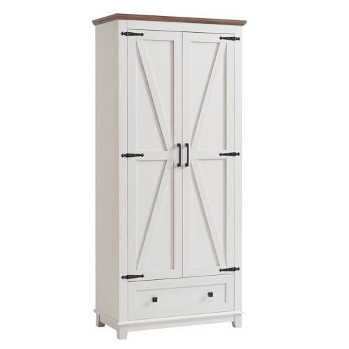 AMERLIFE 72" Tall Kitchen Pantry Storage Cabinet with Adjustable Shelves, White H71165