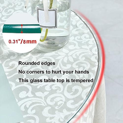 SAGIDAR Round Tempered Glass Table Top, Clear, 16-36 Inch I773034