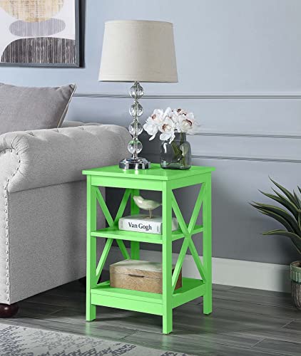 Convenience Concepts Oxford End Table with Storage Shelves, White Faux Marble/Black N969