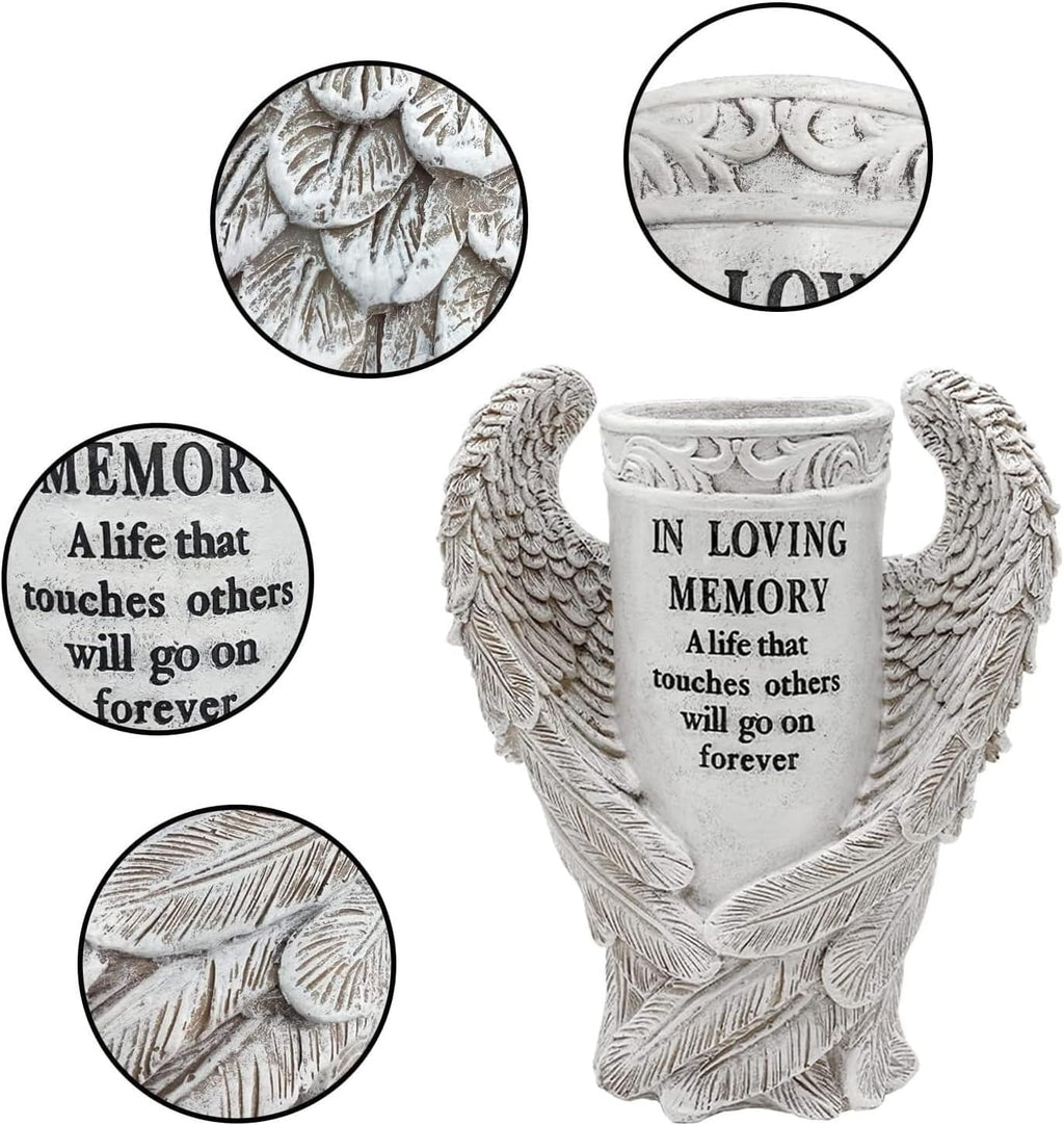 Grave Vase with Angel Wings for Cemetery Memorial Decorations G432645
