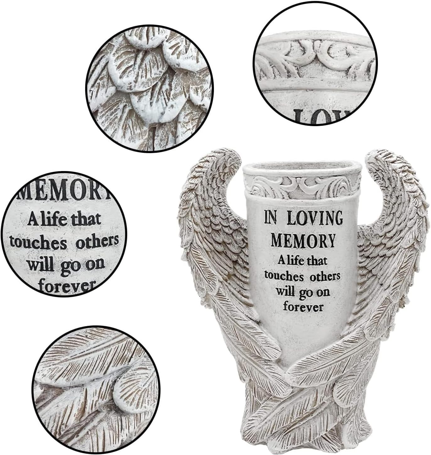 Grave Vase with Angel Wings for Cemetery Memorial Decorations G432645