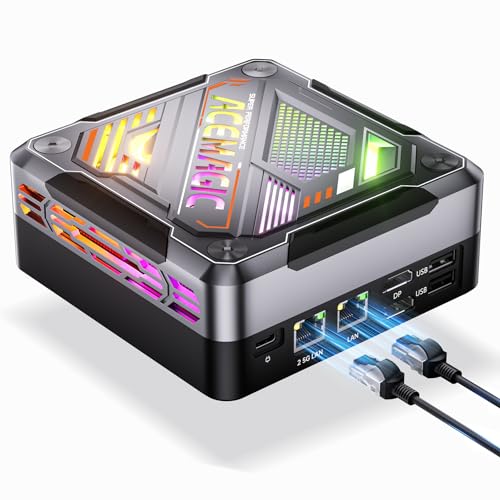 ACEMAGIC AM18 Mini Gaming PC, AMD R7 7840HS (8C/16T, up to 5.1GHz) Radeon 780M, 32GB DDR5 RAM & 512GB PCle4.0 SSD,8K/Triple Display/USB4.0 40Gbps/WiFi 6/BT5.2/2.5G LAN/RGB Office Gaming Desktop