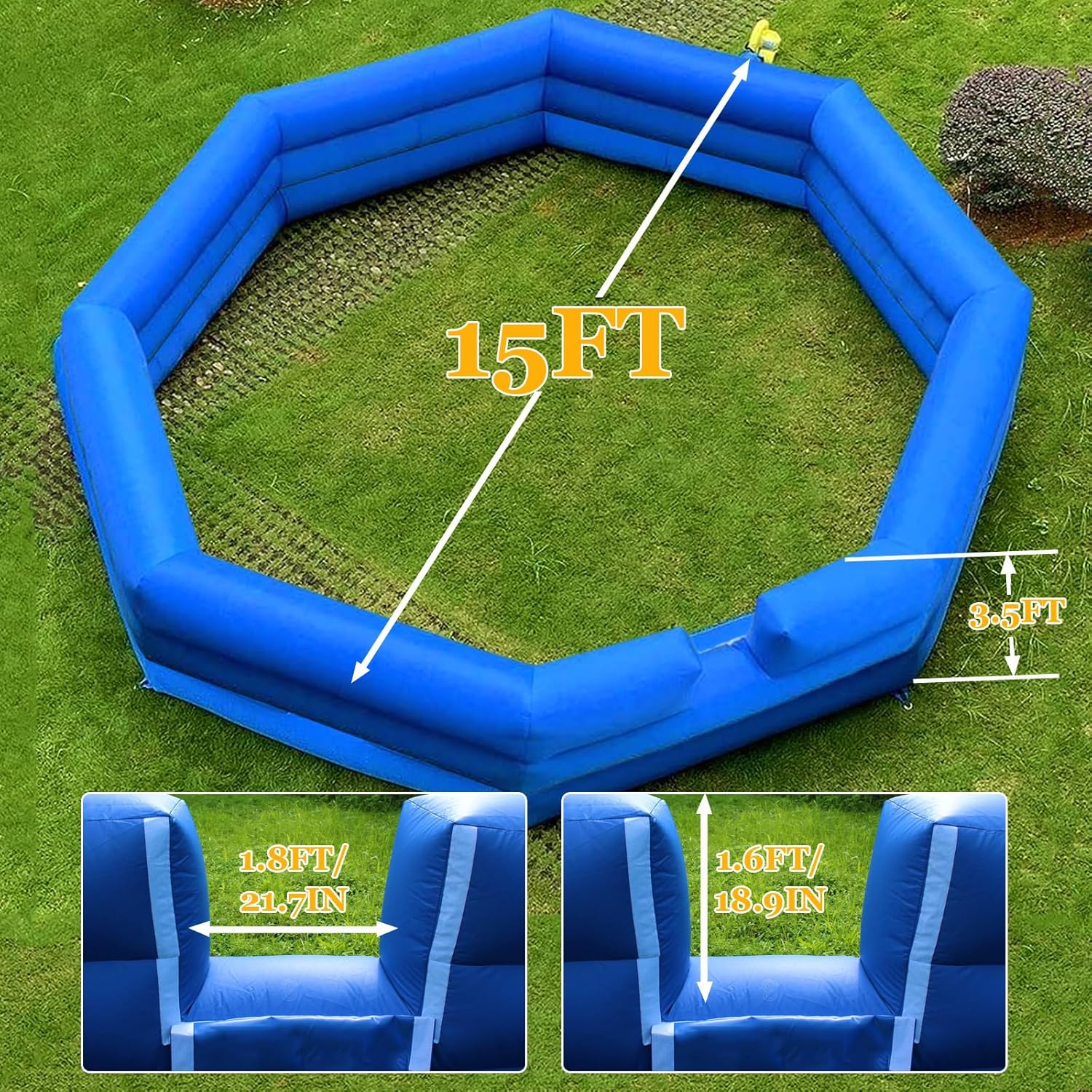 Heavy Duty Inflatable Gaga Ball Pit Court with Electric Blower, 15FT Q5119