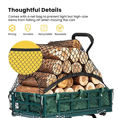 VIVOHOME Heavy Duty 400 Lbs Mesh Steel Folding Garden Cart Wagon H65703