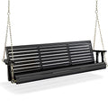 VINGLI Upgraded Patio Wooden Porch Swing for Courtyard & Garden, Heavy Duty 880 LBS Swing Chair Bench with Hanging Chains for Outdoors (5 FT, White)
