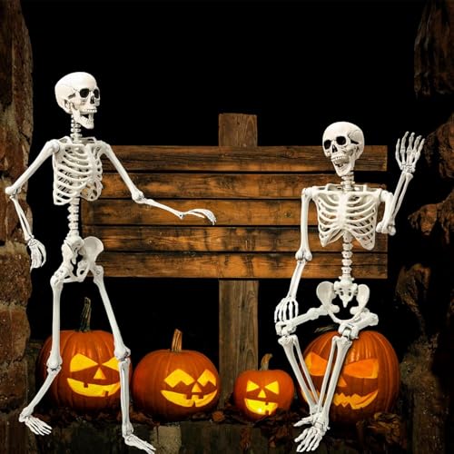 5.4 ft Posable Halloween Skeleton Decoration with Movable Joints L910930