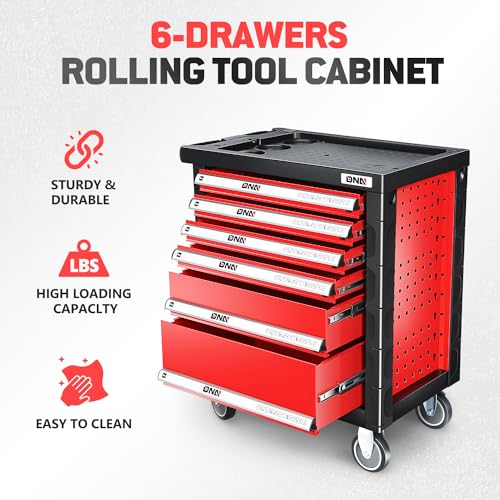 DNA MOTORING 7-Drawer Rolling Tool Cabinet Chest with Keyed Locking System, Green M137