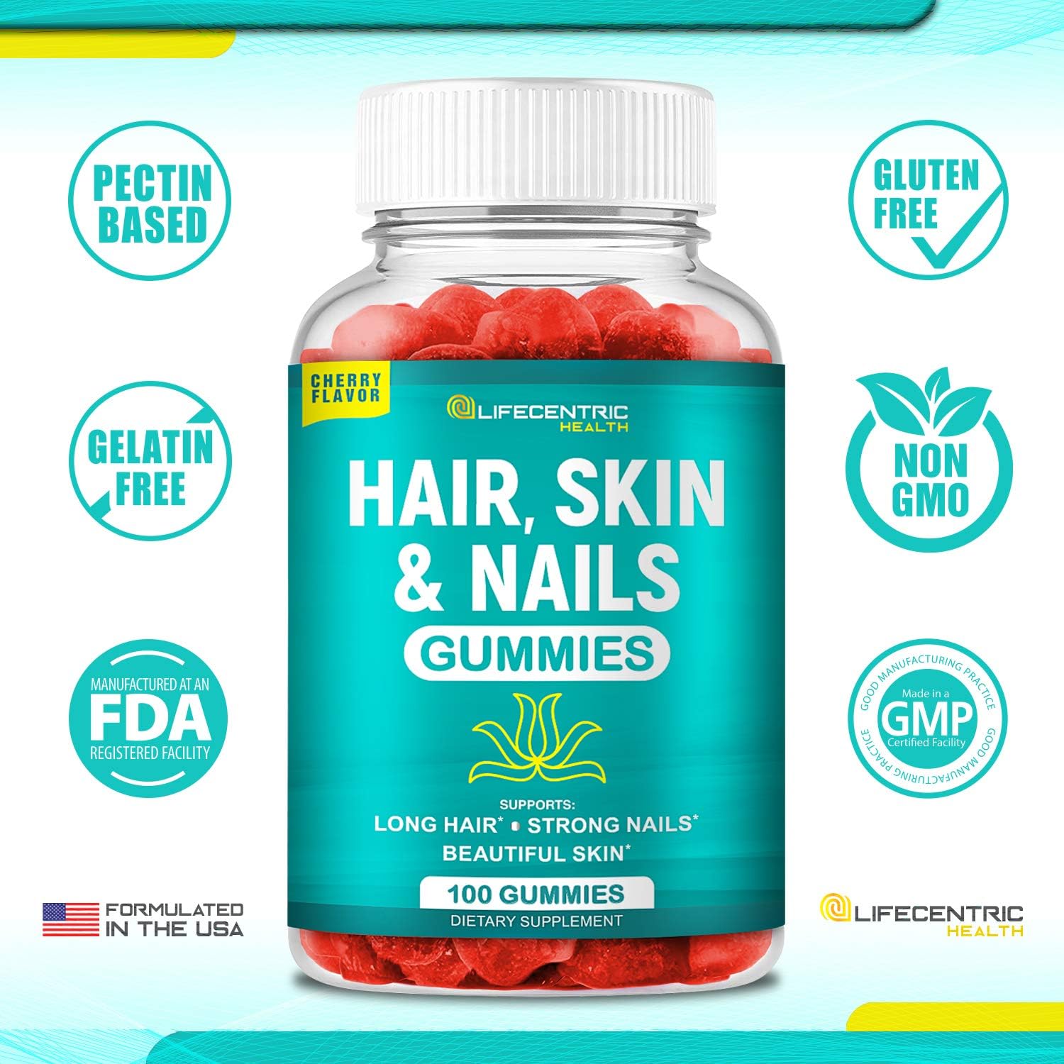 Hair Skin and Nails Gummies with High Potency Biotin 5000mcg for Women Men and Kids X55618