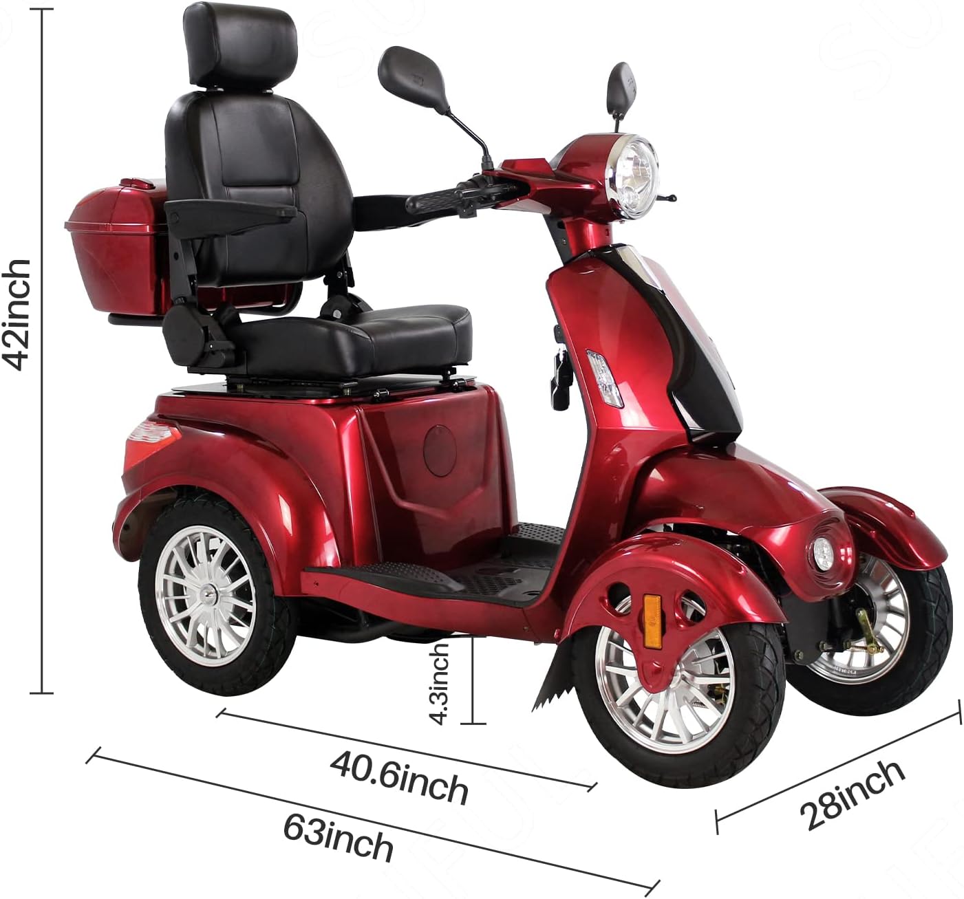 Red Powered Mobility Scooter for Adults with Adjustable Seat B1401