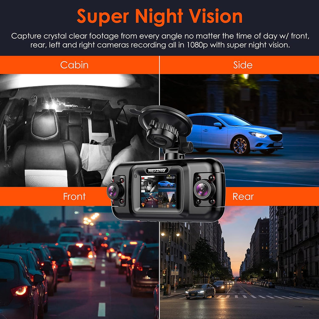 R4 4 Channel Dash Cam with 1080p, Wi-Fi, GPS, IR Night Vision V990