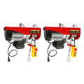BEAMNOVA 2200lbs + 1500lbs Electric Hoist Winch Overhead Engine Lift 110-120 Volt with Line 4.92 Ft Remote Control Switch Hook Strap Beam Mounting Bracket Gloves Pulley for Garage Storage