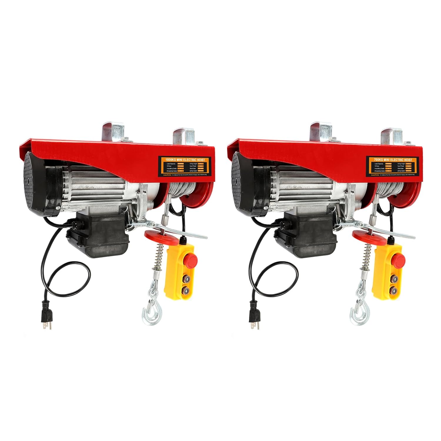 BEAMNOVA 2200lbs + 1500lbs Electric Hoist Winch Overhead Engine Lift 110-120 Volt with Line 4.92 Ft Remote Control Switch Hook Strap Beam Mounting Bracket Gloves Pulley for Garage Storage