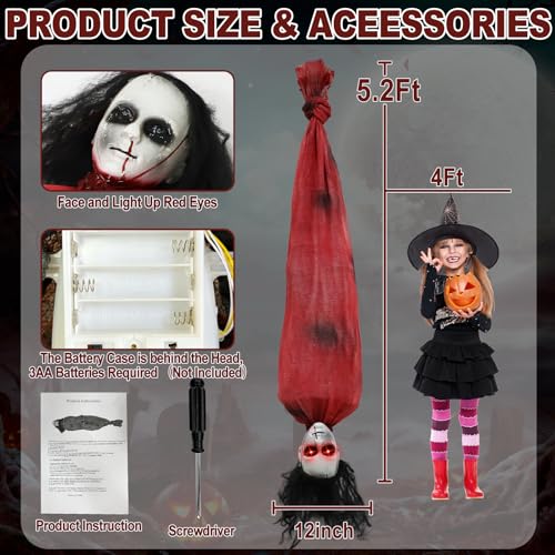 Halloween Animatronics Zombie Groundbreaker with Sound Activated & Glowing Eye, 2.6 Ft Outdoor Decor K4206