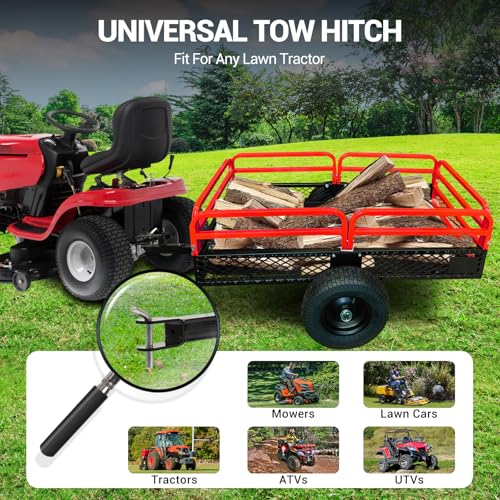 Heavy Duty Steel Dump Cart Utility Trailer 1600LB Capacity for ATV Lawn Tractor B543