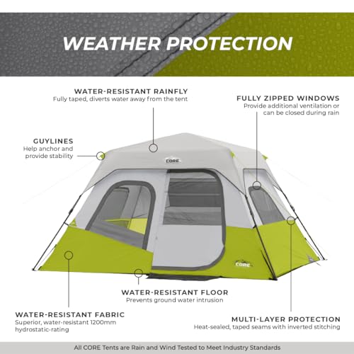 CORE Instant Cabin Tents 6 Person Family Pop Up Camping Tent R26561