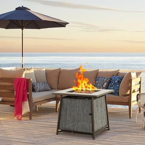 BALI OUTDOORS 50000 BTU Propane Fire Pit Table with Lid, 28 inch, Black Y709007