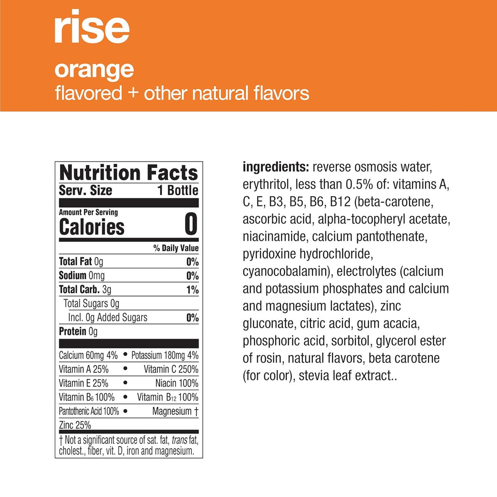 vitaminwater zero rise electrolyte enhanced water, orange, 16.9 Fl Oz (Pack of 24) U6120