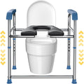 Raised Toilet Seat with Handles - Padded Toilet Seat Riser for Seniors with Adjustable Height, 400lbs Medical Toilet Seat with Handles Over Toilet for Seniors, Elderly, Pregnant & Handicap