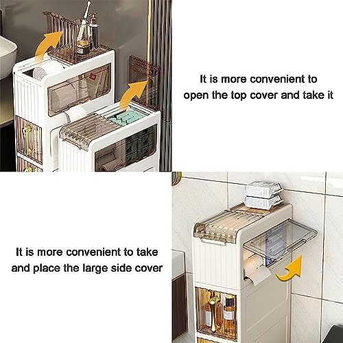 Bathroom Floor Cabinet with Stackable Storage Drawers, Slim Toilet Paper Storage D354