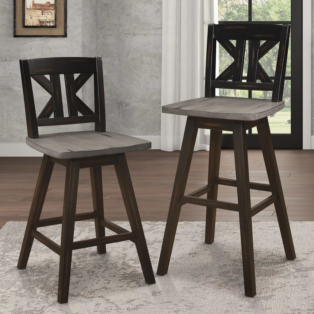 Lexiconhome Amsonia Wood Swivel Counter Stool, Black T31737