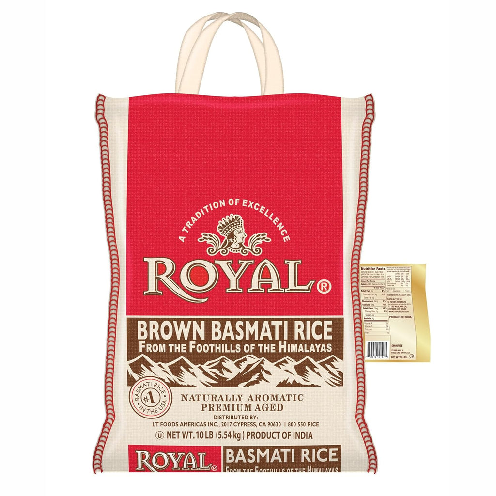 Authentic Royal Basmati Brown Rice Whole Grain, 10 Pounds I122846