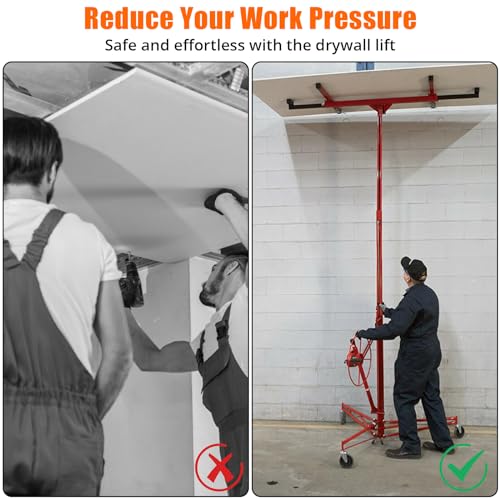 Drywall Lift 11FT, Adjustable Panel Hoist, 150LBS, Red H110533