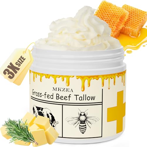 Grass Fed Beef Tallow Balm with Raw Honey for Face and Body, 2 Pack E5036