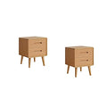 Solid Wood Night Stand, Original Wooden Colour Mid Century Modern Nightstand, Small Nightstand with Two Drawers, Bedside Tables for Living Room&Bedroom (1)