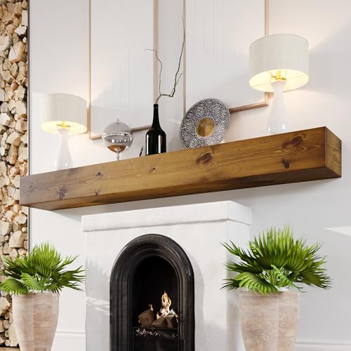 Woodlands-USA 72 Floating Fireplace Mantel Wood Shelf - Rustic Mantels For Over Fireplace, 72 Inches Wall Mounted Handcrafted Mantle Shelf, 72 X 8 X 5 Fireplace Mantel Shelves, Farmhouse Charcoal Gray