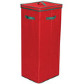 Household Essentials 552RED Medium Christmas Tree Ornament Storage Box | Stores Up to 27 Xmas Ornaments | Red Bin with Green Trim