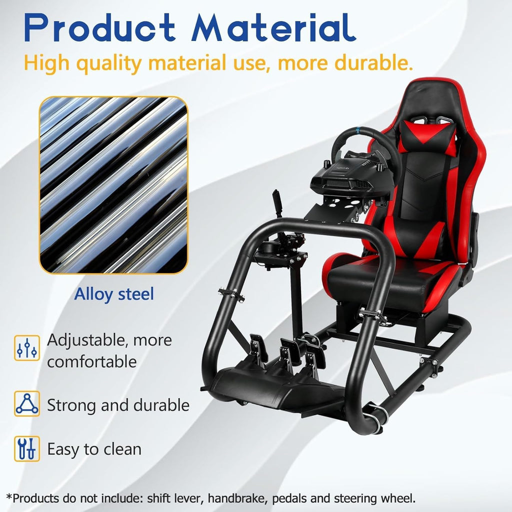 Mokapit Racing Simulator Cockpit with Red Seat, 50mm Round Tube, Fit for Logitech Thrustmaster Fanatec U772464