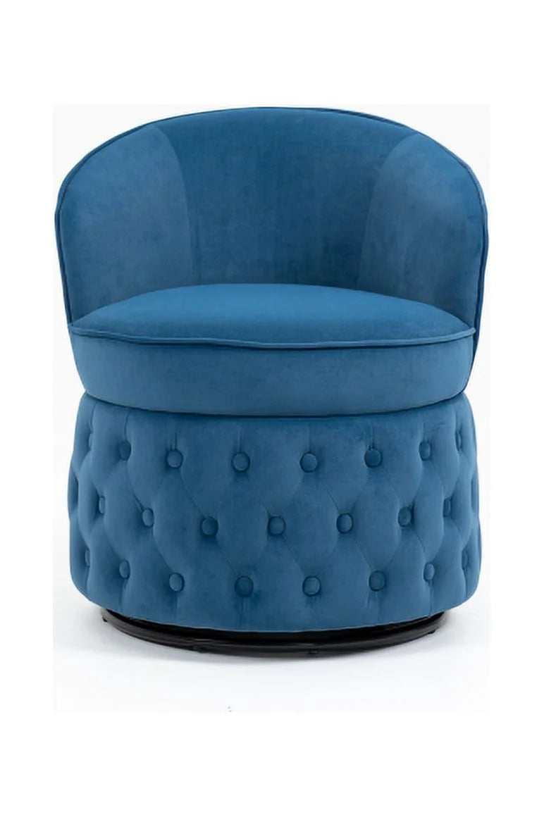 Villeston Swivel Velvet Barrel Accent Chair with Armrests, Beige P136388