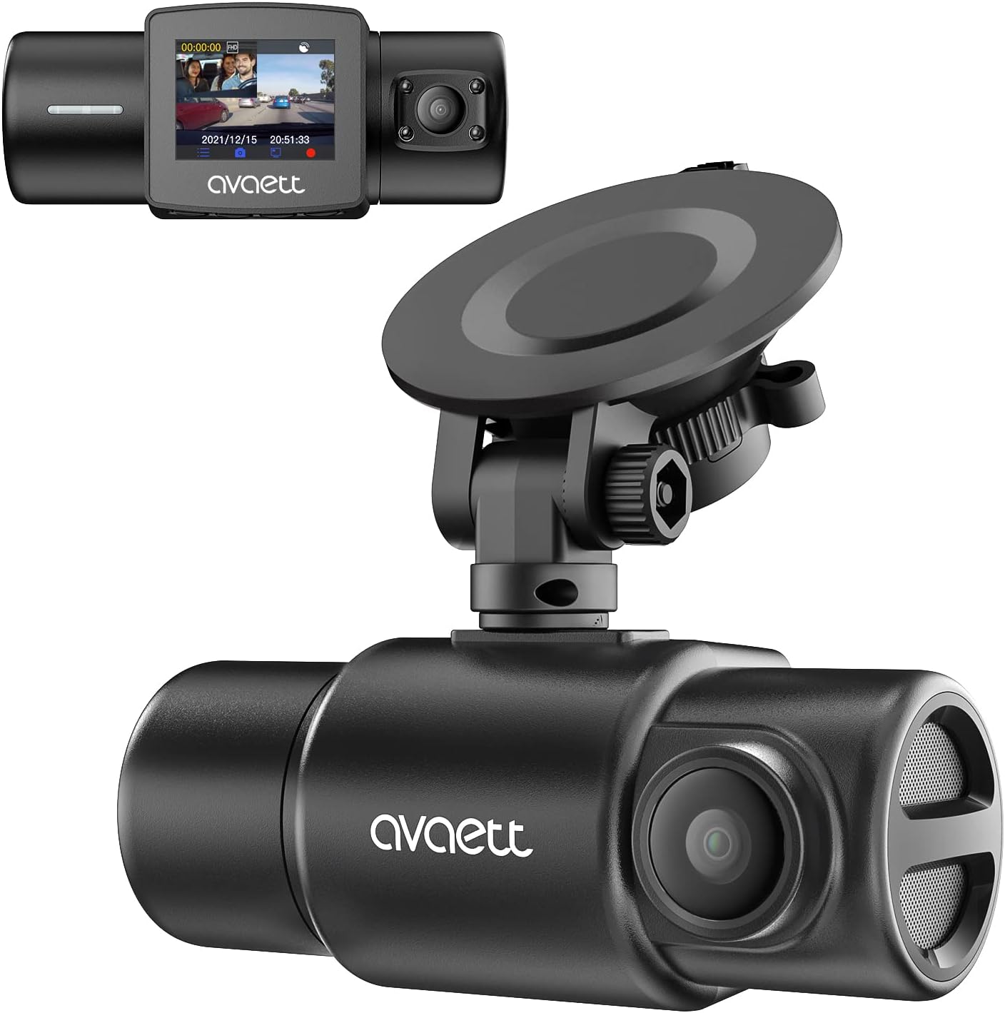 Dual 2.5K Dash Cam Front and Inside, Built in WiFi GPS, Dashcams for Cars with Infrared Night Vision, Smart Dash Camera Supercapacitor Accident Record Parking Mode Avaett D60