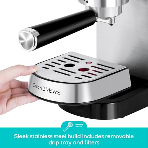 CASABREWS CM5418 Espresso Machine 20 Bar, Compact Espresso Maker with Milk Frother, Stainless Steel, Silver K680