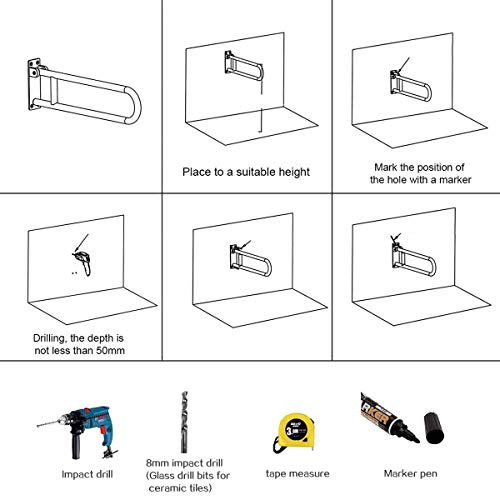 Toilet Grab Bar 24 Inch Stainless Steel Wall Mounted Bathroom Safety Rail B94740